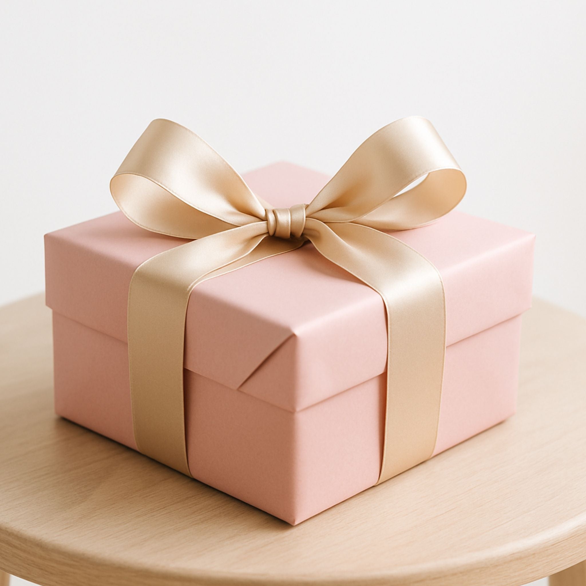 Ein Geschenk mit Schleife in rosa Papier