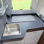 Filzabdeckung für die Glasplatte auf einem Gasherd im Wohnmobil