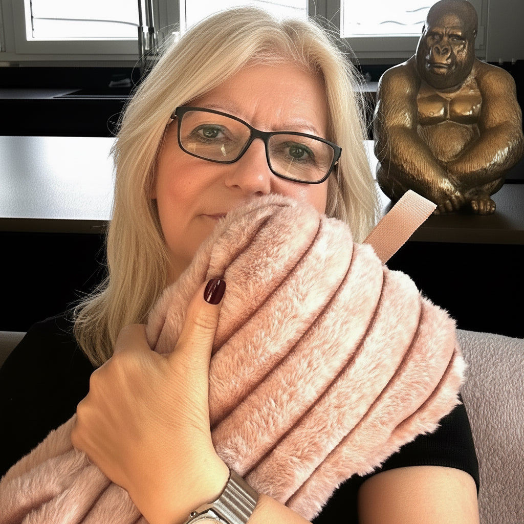 Chris mit LK in Kunstfell, rosa