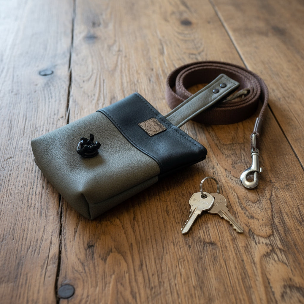 zweifarbiger Gassibeutel mit Kotbeutelspender und Leckerlifach