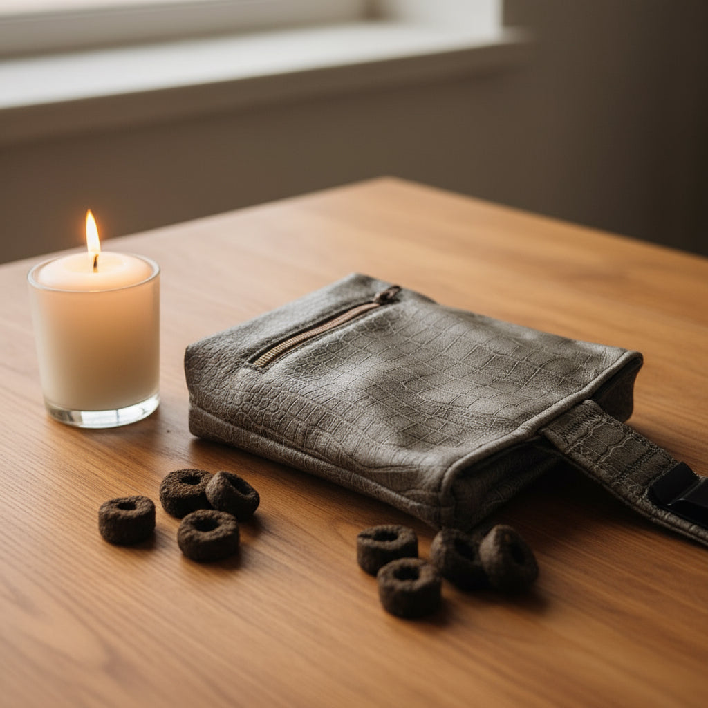 Gassibeutel von hinten, mit Reißverschluss zum befüllen der Kotbeutel.