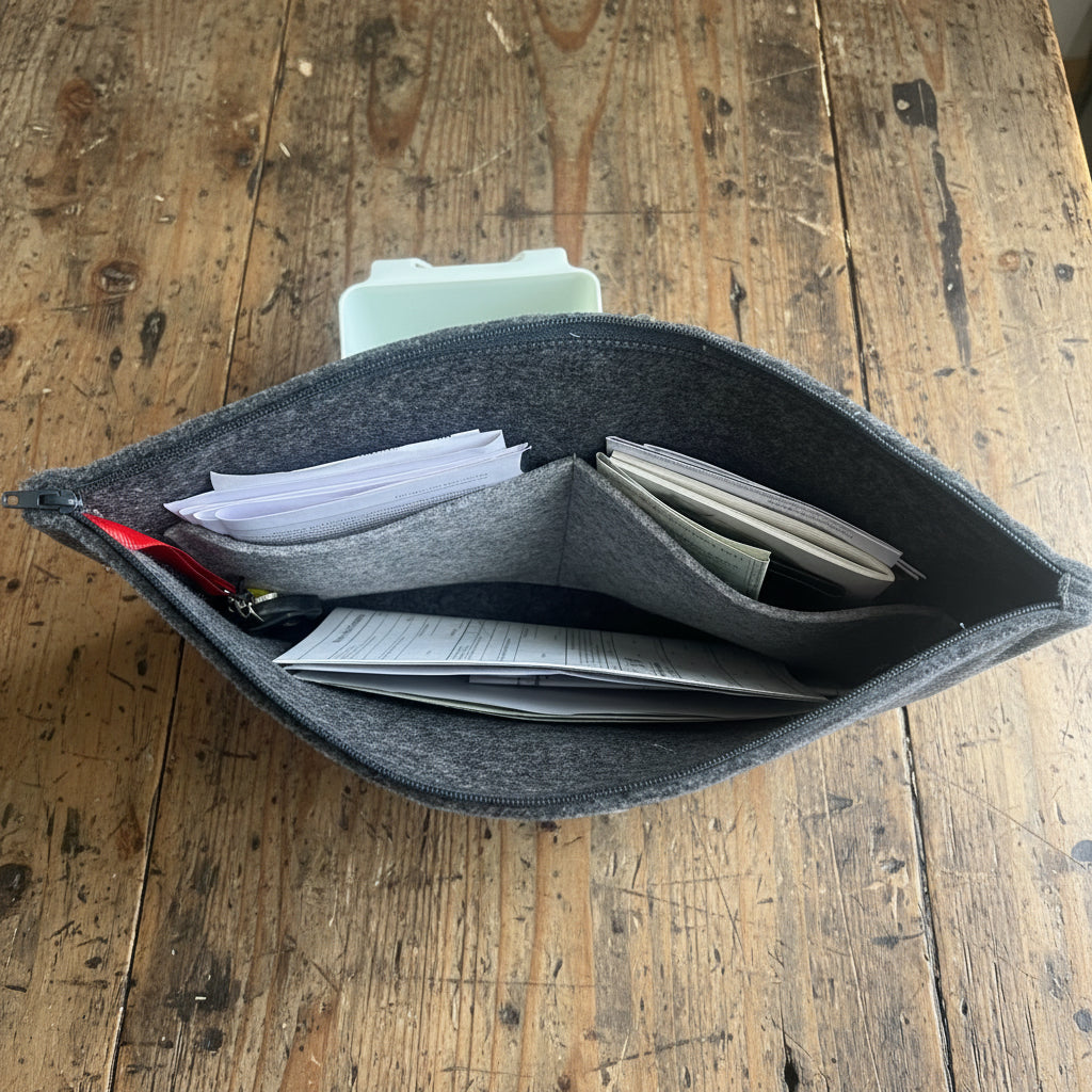 Dokumententasche aus Filz – sichere Aufbewahrung für Fahrzeugpapiere und wichtige Unterlagen