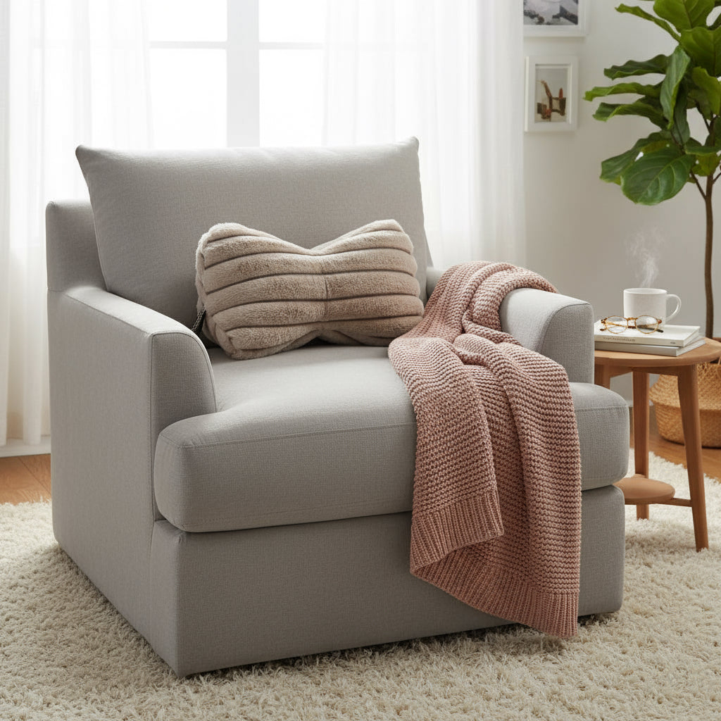 Premium - Leseknochen aus flauschigem Kunstfell in Hellbraun oder Altrosa