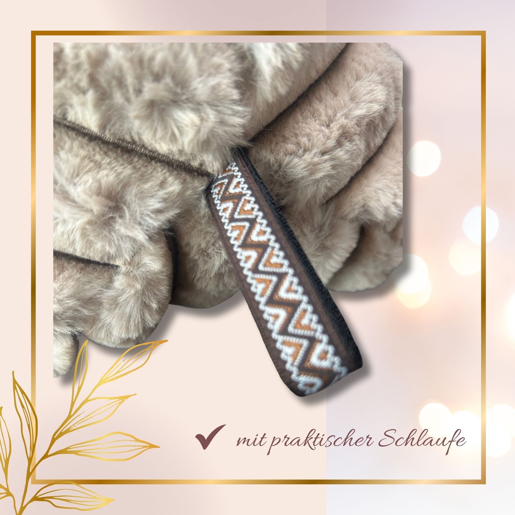 Premium - Leseknochen aus flauschigem Kunstfell in Hellbraun oder Altrosa