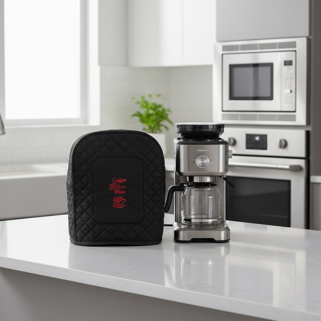 Schutzhülle neben einer Kaffeemaschine in einer modernen Küche